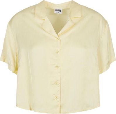 Urban Classics Damen Ladies Viscose Satin Resort Shirt Softyellow