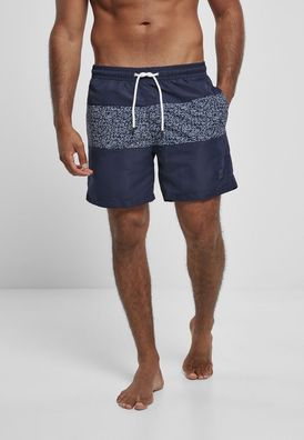 Urban Classics Badehose Mid Block Pattern Swim Shorts Darkwater