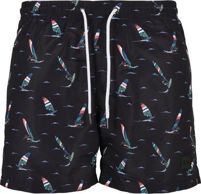 Urban Classics Badehose Pattern Swim Shorts Black