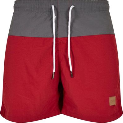 Urban Classics Block Swim Shorts Brickred/Darkshadow