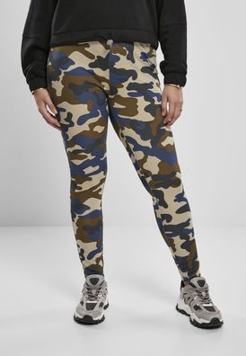 Urban Classics Damen Leggings Ladies High Waist Camo Tech Leggings Summerolive Cam