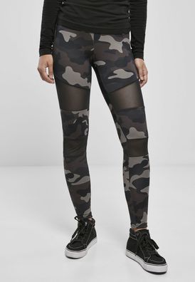 Urban Classics Damen Leggings Ladies Camo Tech Mesh Leggings Wood Camouflage/Black