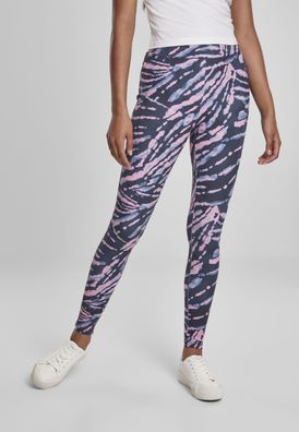 Urban Classics Damen Leggings Ladies High Waist Tie Dye Leggings Darkshadow/Pink