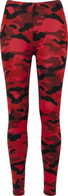 Urban Classics Damen Ladies Camo Leggings Red Camouflage