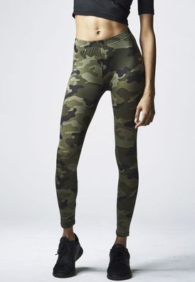 Urban Classics Damen Leggings Ladies Camo Leggings Wood Camouflage