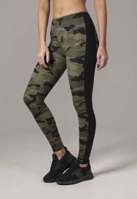 Urban Classics Damen Leggings Ladies Camo Stripe Leggings Wood Camouflage/Black