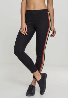 Urban Classics Damen Leggings Ladies 3-Tone Tape Leggins Black/Firered/Green