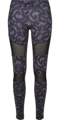 Urban Classics Damen Ladies Tech Mesh AOP Leggings Blackpaisley