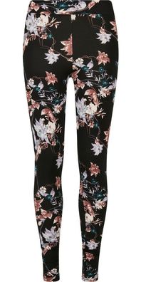 Urban Classics Damen Ladies Soft AOP Leggings Blacksoftflower