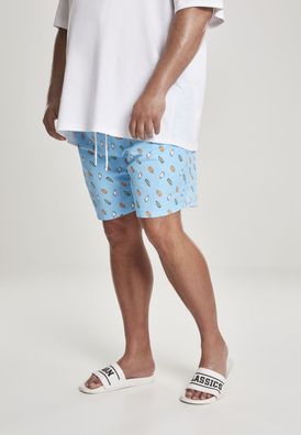 Urban Classics Badehose Pattern Swim Shorts Lightblue/Ice