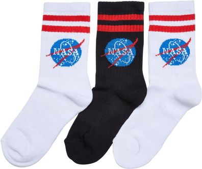 Mister Tee Jungen Socken Nasa Insignia Socks Kids 3-Pack White/Black