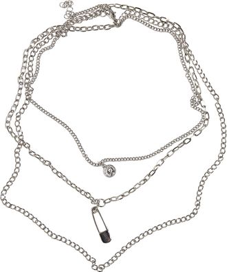 Urban Classics Safety Pin Layering Necklace Silver