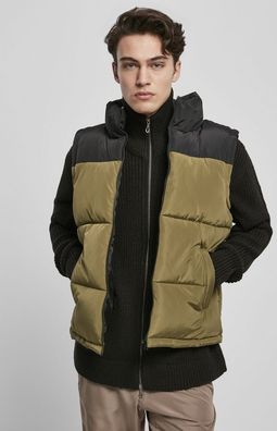 Urban Classics Weste Block Puffer Vest Black/Tiniolive