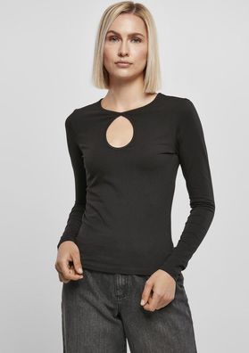 Urban Classics Damen Ladies Organic Keyhole Longsleeve Black