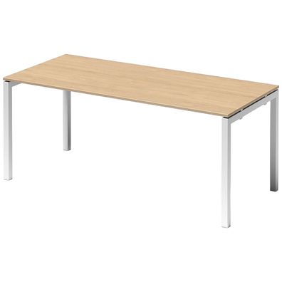 Bisley Cito Schreibtisch 180x80 cm, Tischplatte in Ahorn, U-Gestell in Weiß - Bürotis