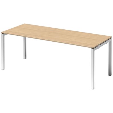 Bisley Cito Schreibtisch 200x80 cm, Tischplatte in Ahorn, U-Gestell in Weiß - Bürotis