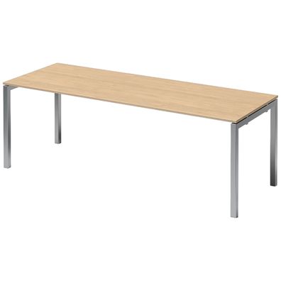 Bisley Cito Schreibtisch 220x80 cm, Tischplatte in Ahorn, U-Gestell in Silber - Bürot