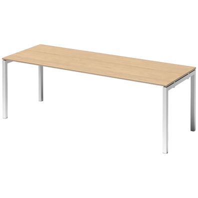 Bisley Cito Schreibtisch 220x80 cm, Tischplatte in Ahorn, U-Gestell in Weiß - Bürotis