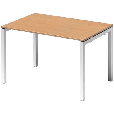 Bisley Cito Schreibtisch 120x80 cm, Tischplatte in Buche, U-Gestell in Weiß - Bürotis