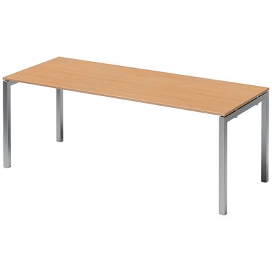 Bisley Cito Schreibtisch 180x80 cm, Tischplatte in Buche, U-Gestell in Silber - Bürot