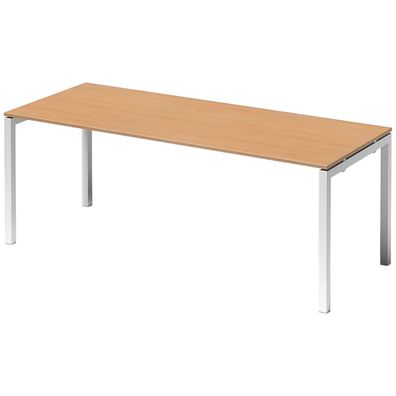 Bisley Cito Schreibtisch 200x80 cm, Tischplatte in Buche, U-Gestell in Weiß - Bürotis