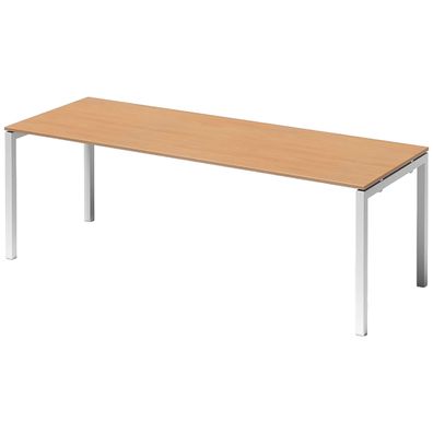 Bisley Cito Schreibtisch 220x80 cm, Tischplatte in Buche, U-Gestell in Weiß - Bürotis