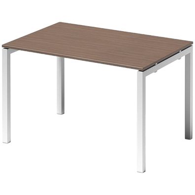 Bisley Cito Schreibtisch 120x80 cm, Tischplatte in Nussbaum, U-Gestell in Weiß - Büro