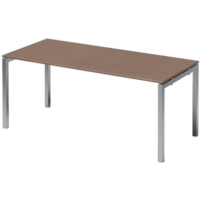 Bisley Cito Schreibtisch 180x80 cm, Tischplatte in Nussbaum, U-Gestell in Silber - Bü