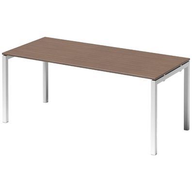 Bisley Cito Schreibtisch 180x80 cm, Tischplatte in Nussbaum, U-Gestell in Weiß - Büro