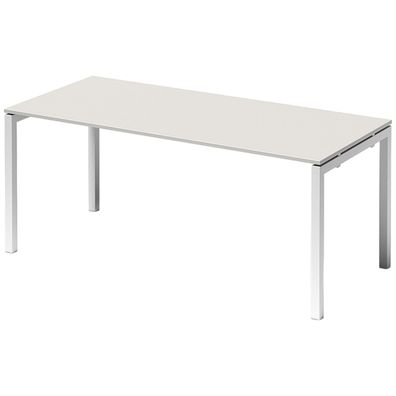 Bisley Cito Schreibtisch 180x80 cm, Tischplatte in grau, U-Gestell in Weiß - Bürotisc