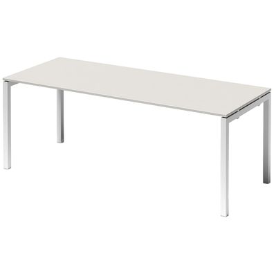 Bisley Cito Schreibtisch 200x80 cm, Tischplatte in grau, U-Gestell in Weiß - Bürotisc