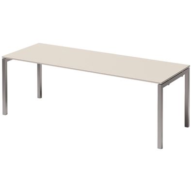 Bisley Cito Schreibtisch 220x80 cm, Tischplatte in grau, U-Gestell in Silber - Büroti