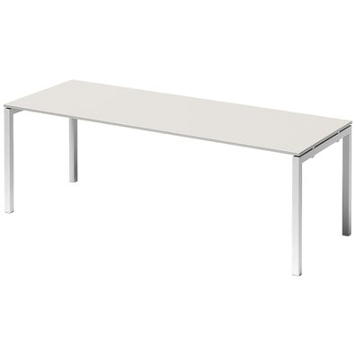 Bisley Cito Schreibtisch 220x80 cm, Tischplatte in grau, U-Gestell in Weiß - Bürotisc