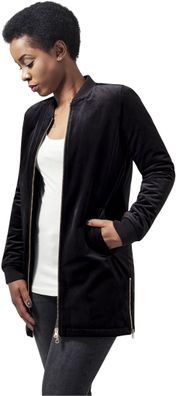 Urban Classics Damen Leichte Jacke Ladies Long Velvet Jacket Black