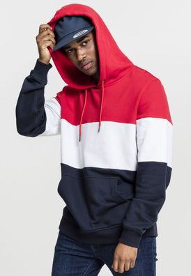 Urban Classics Hoodie 3-Tone Hoody Fire Red/White/Navy