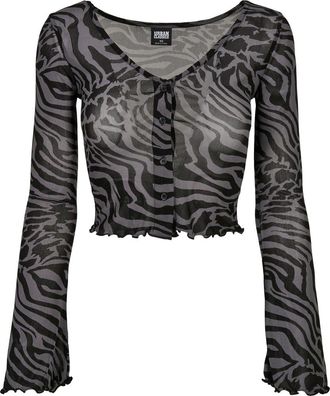 Urban Classics Damen Ladies Cropped Mesh Cardigan Asphalt/Black