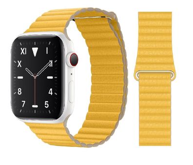 Original Apple Leather Loop Armband Größe M 42/44/45mm MXAD2ZM/A Meyer Lemon Gut
