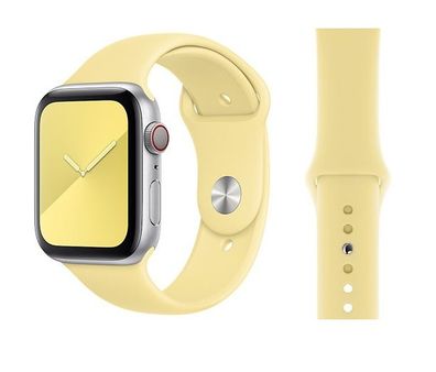 Original Apple Sport Armband S/M 42/44/45mm MWUX2ZM/A Lemon Cream Sehr Gut