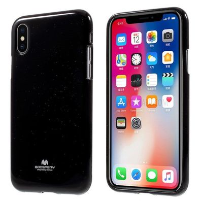 Goospery Apple iPhone X Silikon Case Schutzhülle Jelly Cover Schwarz Glitzer