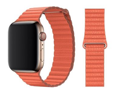 Original Apple Leather Loop Armband Größe M 42/44/45mm MV602ZM/A Sunset Wie Neu