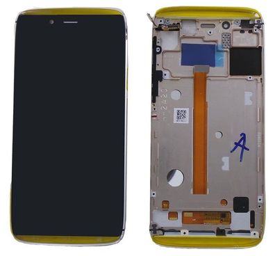 Original Alcatel One Touch Idol Alpha 6032X Display LCD Rahmen Gold Neu