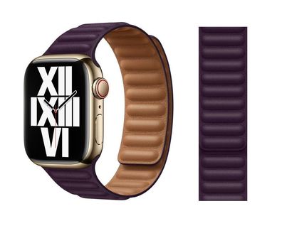 Original Apple Leather Link Armband S/M 42/44/45mm ML7W3ZM/A Dark Cherry Sehr Gut