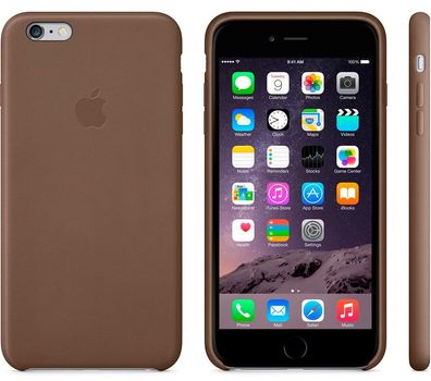 Original Apple iPhone 6 Plus / 6S Plus Leather Case MGQR2ZM/A Schutzhülle Olive Brown