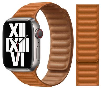 Original Apple Leather Link Armband S/M 38/40/41mm MJKD3ZM/A Golden Brown Sehr Gut