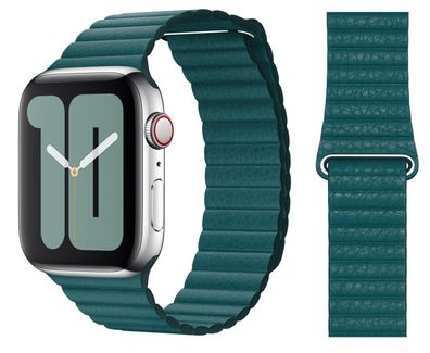 Original Apple Leather Loop Armband Größe L 42/44/45mm MXPN2ZM/A Peacock