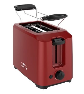 LENTZ 2-Scheiben Toaster 700 Watt Toastautomat mit Brötchenaufsatz 7-Stufen Rot 74220