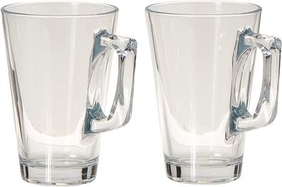 Pasabahce, 2-er Set Vela Style 55201 Tee oder Kaffee Glastasse mit Henkel, ca