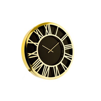 Almina Wanduhr mit Römischen Ziffern ?40 cm Schwarz/Gold elegenate Uhr für Ihr