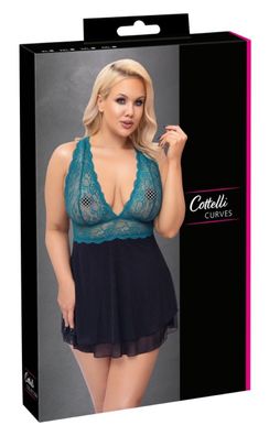 Cottelli CURVES - Babydoll petrol - (2XL,3XL,4XL, L)