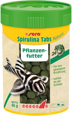 Sera Spirulina Tabs Nature 100ml Hafttabletten Futter für Zierfische